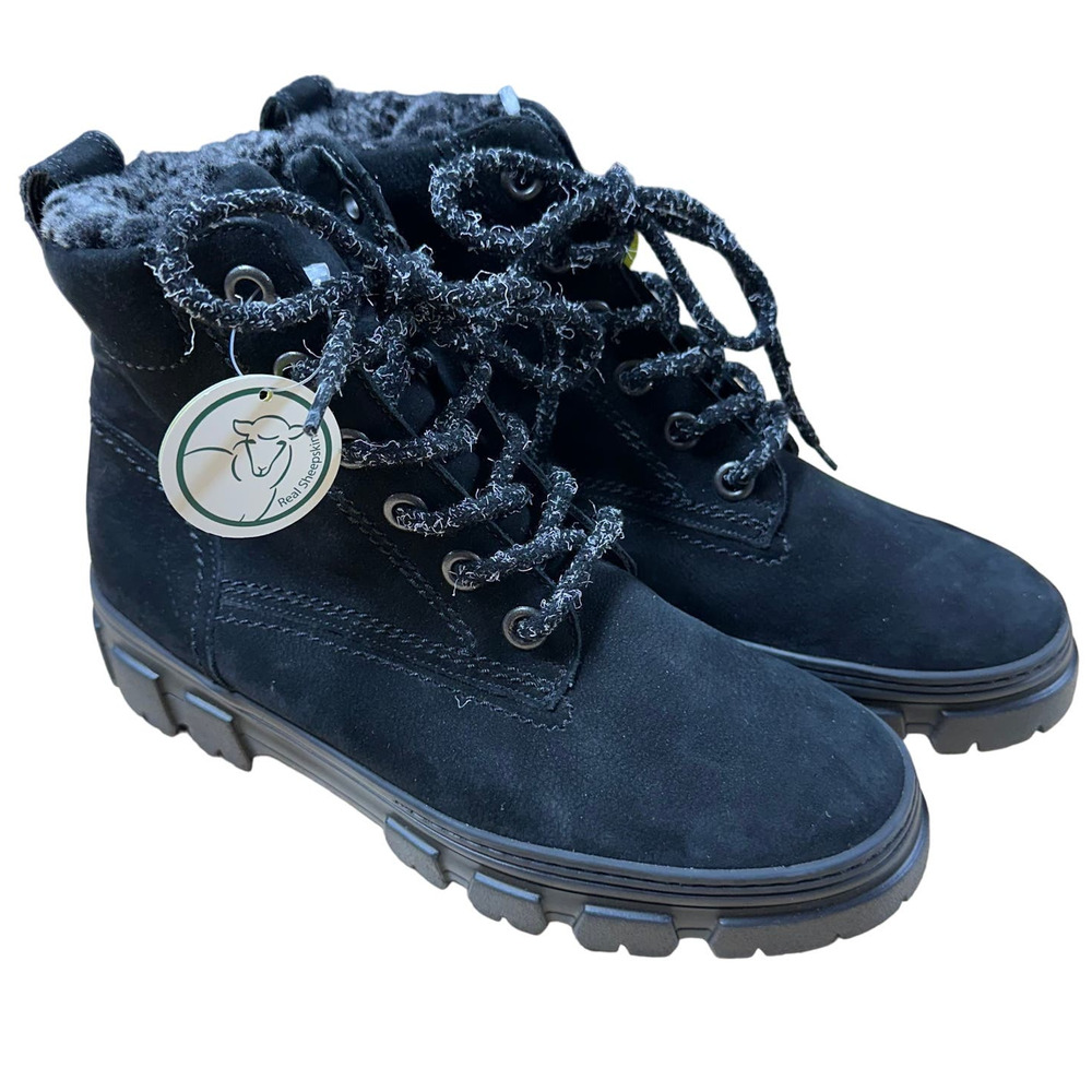 Paul Green NWT Joaquin Genuine Shearling Boot Black  Size AU 4.5 (US 7) NO BOX